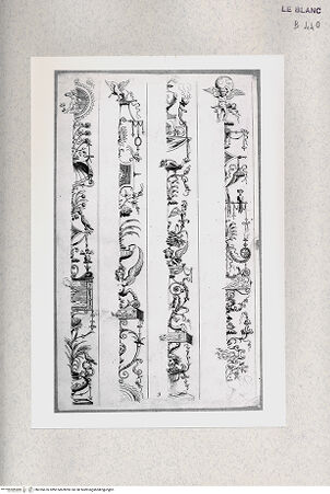 Vorderseite von Istituto Nazionale per la Grafica [http://creativecommons.org/publicdomain/mark/1.0/] Serie nach den Grotesken auf den Pilastern der vatikanischen LoggienDetail der Friese der kleinen Pilaster; (Bl 3) - , bh355676. Foto.