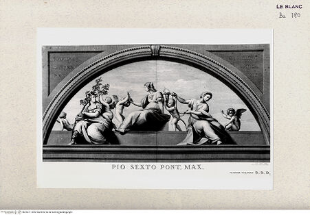 Vorderseite von Istituto Nazionale per la Grafica [http://creativecommons.org/publicdomain/mark/1.0/] Lünette mit der Alllegorie der Tugenden - , bh355711. Foto.