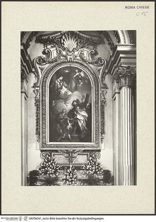 Vorderseite von Bibliotheca Hertziana [https://www.deutsche-digitale-bibliothek.de/content/lizenzen/rv-fz/] Madonna mit den Heiligen Gregor und Andreas - Gesamtansicht mit Rahmung, bh356041_recto. Foto.