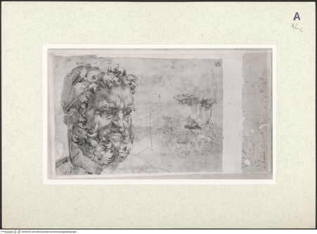 Vorderseite von Christ Church [https://www.deutsche-digitale-bibliothek.de/content/lizenzen/rv-ez/] Zwei Kopfstudien zu Herkules für die Skulpturengruppe "Herkules und Cacus" (Florenz, Piazza della Signoria) - , bh356184_recto. Foto.