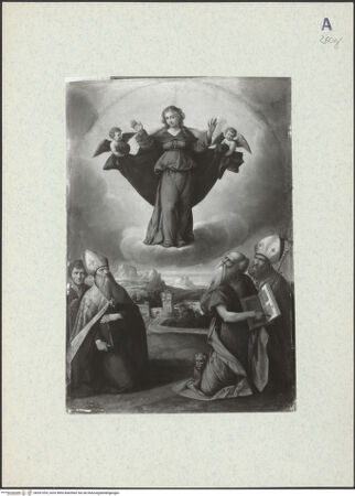 Vorderseite von ICCD (GFN) [https://www.deutsche-digitale-bibliothek.de/content/lizenzen/rv-ez/] Maria in der Glorie und Heilige - Ansicht ohne Rahmen, bh357203_recto. Foto: Malter, Barbara.