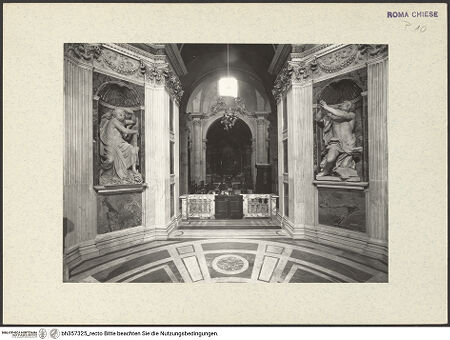 Vorderseite von ICCD [https://www.deutsche-digitale-bibliothek.de/content/lizenzen/rv-ez/] Santa Maria del PopoloCappella Chigi - Blick aus der Kapelle in den Kirchenraum, bh357325_recto. Foto.
