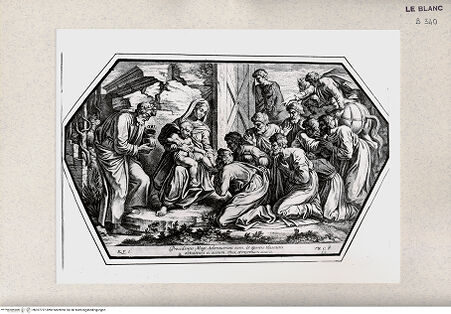 Vorderseite von Istituto Nazionale per la Grafica [http://creativecommons.org/publicdomain/mark/1.0/] Stichserie nach den Fresken der Loggien des VatikanDie Anbetung der Könige (Bl 50) - , bh357737. Foto.