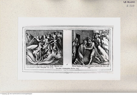 Vorderseite von Istituto Nazionale per la Grafica [http://creativecommons.org/publicdomain/mark/1.0/] "Geschichten aus dem Leben Konstantins" nach der Sala di CostantinoDer Heilige Sylvester fesselt einen Drachen; Helena umarmt Konstantin - , bh357744. Foto.