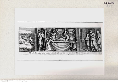 Vorderseite von Istituto Nazionale per la Grafica [http://creativecommons.org/publicdomain/mark/1.0/] Serie von Stichen nach den biblischen Geschichten der Wandsockel in den Loggien des VatikanIsaak segnet Jakob (Bl. 5) - , bh357865. Foto.