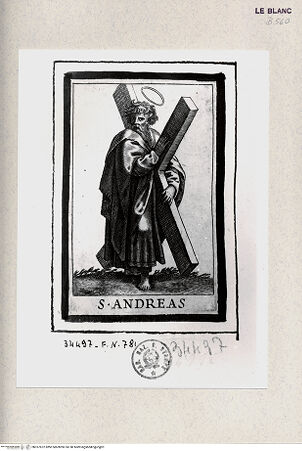 Vorderseite von Istituto Nazionale per la Grafica [http://creativecommons.org/publicdomain/mark/1.0/] Christus und die Apostel; Stichserie nach Raffael; gestochen nach den Nachstichen Marco Dentes nach den Stichen nach Raffael durch Marcantonio RaimondiDer Heilige Andreas - , bh357872. Foto.