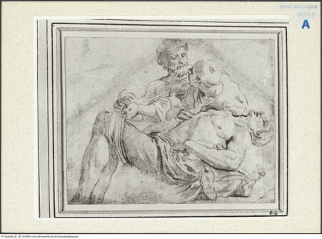 Vorderseite von Royal Collection Enterprises Limited [https://www.deutsche-digitale-bibliothek.de/content/lizenzen/rv-ez/] Zwei Männer halten einen Toten - , bh358044_recto. Foto.