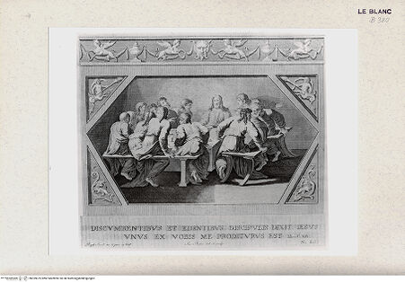 Vorderseite von Istituto Nazionale per la Grafica, Calcografia [http://creativecommons.org/publicdomain/mark/1.0/] "Picturae Peristyli Vaticani...1790"Das Abendmahl; (Bl. LII) - , bh359619. Foto.