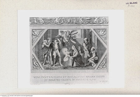 Vorderseite von Istituto Nazionale per la Grafica, Calcografia [http://creativecommons.org/publicdomain/mark/1.0/] "Picturae Peristyli Vaticani...1790"Die Anbetung der Hirten (Bl XLIX) - , bh359621. Foto.