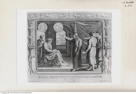 Vorderseite von Istituto Nazionale per la Grafica, Calcografia [http://creativecommons.org/publicdomain/mark/1.0/] "Picturae Peristyli Vaticani...1790"Joseph erklärt dem Pharao seine Träume; (Bl. 26) - , bh359622. Foto.