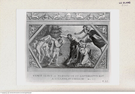 Vorderseite von Istituto Nazionale per la Grafica, Calcografia [http://creativecommons.org/publicdomain/mark/1.0/] "Picturae Peristyli Vaticani...1790"Die Taufe Christi; (Bl. LI) - , bh359628. Foto.