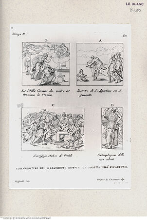 Vorderseite von Istituto Nazionale per la Grafica, Calcografia [http://creativecommons.org/publicdomain/mark/1.0/] Serie nach den Fresken in den Vatikanischen StanzenStanza II; Stanza della SegnaturaDie Cumäische Sibylle zeigt Augustus die Jungfrau; der Heilige Augustin begegnet dem Knaben; heidnische Opfer; Allegorie des kontemplativen Lebens (Stanza II, tav. 2) - , bh359650. Foto.