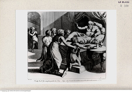 Vorderseite von Istituto Nazionale per la Grafica [http://creativecommons.org/publicdomain/mark/1.0/] Serie nach den biblischen Geschichten der Vatikanischen LoggienIsaak segnet Jacob; (Bl. 19) - , bh359652. Foto.