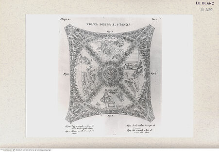 Vorderseite von Istituto Nazionale per la Grafica, Calcografia [http://creativecommons.org/publicdomain/mark/1.0/] Serie nach den Fresken in den Vatikanischen StanzenStanza I; Stanza di EliodoroDas Gewölbe der Stanza di Eliodoro (Stanza I, tav. 5) - , bh359659. Foto.