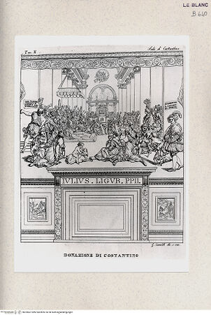 Vorderseite von Istituto Nazionale per la Grafica, Calcografia [http://creativecommons.org/publicdomain/mark/1.0/] Serie nach den Fresken in den Vatikanischen StanzenSala di CostantinoDie Schenkung Konstantins; (Sala di Constantino, tav. X) - , bh359667. Foto.