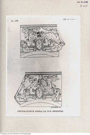 Vorderseite von Istituto Nazionale per la Grafica, Calcografia [http://creativecommons.org/publicdomain/mark/1.0/] Serie nach den Fresken in den Vatikanischen StanzenSala di CostantinoZwei Wappen von Leo X.; (Sala di Constantino, tav. XIII) - , bh359670. Foto.