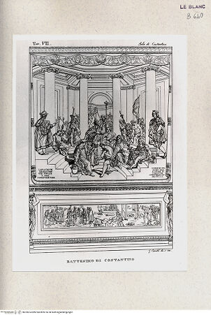 Vorderseite von Istituto Nazionale per la Grafica, Calcografia [http://creativecommons.org/publicdomain/mark/1.0/] Serie nach den Fresken in den Vatikanischen StanzenSala di CostantinoDie Taufe Konstantins; (Sala di Constantino, tav. VII) - , bh359674. Foto.