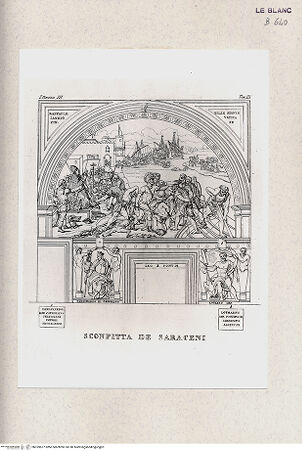 Vorderseite von Istituto Nazionale per la Grafica, Calcografia [http://creativecommons.org/publicdomain/mark/1.0/] Serie nach den Fresken in den Vatikanischen StanzenStanza III: Stanza dell'IncendioDie Schlacht von Ostia (Stanza III, tav. 3) - , bh359677. Foto.