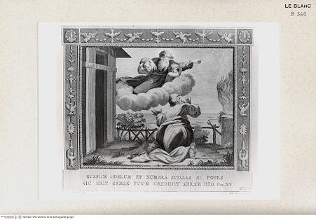 Vorderseite von Istituto Nazionale per la Grafica, Calcografia [http://creativecommons.org/publicdomain/mark/1.0/] "Picturae Peristyli Vaticani...1790"Gott erscheint Abraham; (Bl. 14) - , bh359681. Foto.