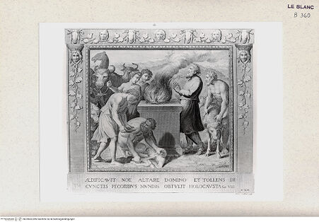 Vorderseite von Istituto Nazionale per la Grafica, Calcografia [http://creativecommons.org/publicdomain/mark/1.0/] "Picturae Peristyli Vaticani...1790"Noahs Opfer; (Bl. 12) - , bh359683. Foto.