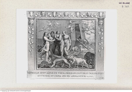 Vorderseite von Istituto Nazionale per la Grafica, Calcografia [http://creativecommons.org/publicdomain/mark/1.0/] "Picturae Peristyli Vaticani...1790"Das Verlassen der Arche; (Bl. 11) - , bh359684. Foto.