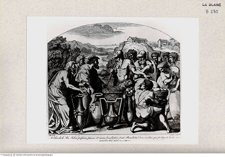 Vorderseite von Istituto Nazionale per la Grafica [http://creativecommons.org/publicdomain/mark/1.0/] Serie nach den biblischen Geschichten der Vatikanischen LoggienAbraham und Melchisedech (Bl. 13) - , bh359687. Foto.