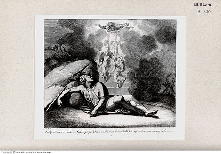 Vorderseite von Istituto Nazionale per la Grafica [http://creativecommons.org/publicdomain/mark/1.0/] Serie nach den biblischen Geschichten der Vatikanischen LoggienJakobs Traum von der Himmelsleiter; (Bl. 21) - , bh360140. Foto.