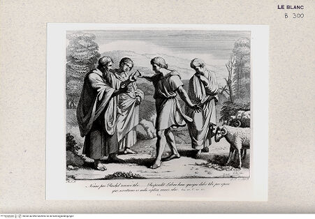 Vorderseite von Istituto Nazionale per la Grafica [http://creativecommons.org/publicdomain/mark/1.0/] Serie nach den biblischen Geschichten der Vatikanischen LoggienJakob erbittet Rahel zur Frau; (Bl. 23) - , bh360146. Foto.