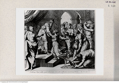 Vorderseite von Istituto Nazionale per la Grafica [http://creativecommons.org/publicdomain/mark/1.0/] Serie nach den biblischen Geschichten der Vatikanischen LoggienSalomon und die die Königin von Saba; (Bl. 47) - , bh360149. Foto.