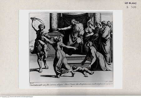 Vorderseite von Istituto Nazionale per la Grafica [http://creativecommons.org/publicdomain/mark/1.0/] Serie nach den biblischen Geschichten der Vatikanischen LoggienDas Urteil des Salomon; (Bl. 46) - , bh360150. Foto.