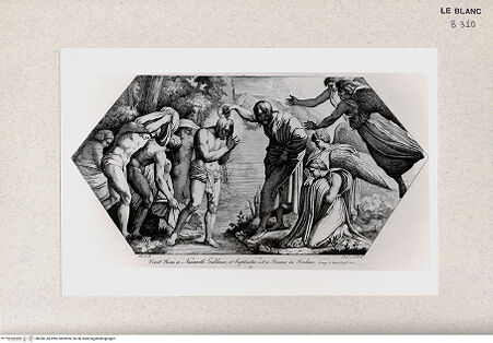 Vorderseite von Istituto Nazionale per la Grafica [http://creativecommons.org/publicdomain/mark/1.0/] Serie nach den biblischen Geschichten der Vatikanischen LoggienDie Taufe Christi; (Bl. 51) - , bh360154. Foto.