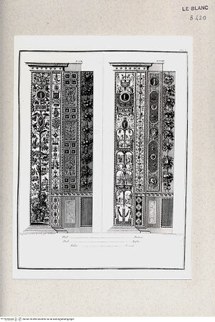 Vorderseite von Istituto Nazionale per la Grafica, Calcografia [http://creativecommons.org/publicdomain/mark/1.0/] Serie mit Pilasterdekorationen und Wandteppichbordüren der vatikanischen LoggienVII. und VIII. Pilaster - , bh360159. Foto.
