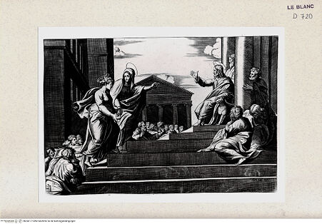 Vorderseite von Istituto Nazionale per la Grafica, Calcografia [http://creativecommons.org/publicdomain/mark/1.0/] Martha führt Maria Magdalena zu Christus - , bh360177. Foto.