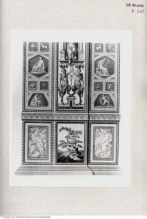 Vorderseite von Istituto Nazionale per la Grafica, Calcografia [http://creativecommons.org/publicdomain/mark/1.0/] "Loggie di Rafaele nel Vaticano" von G. Ottaviani und G. Volpato3. TeilTeppichbordüre mit den drei Parzen (2) - , bh360396. Foto.