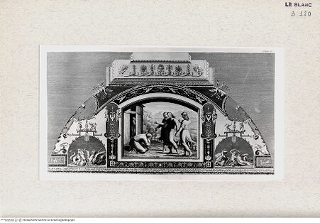 Vorderseite von Istituto Nazionale per la Grafica, Calcografia [http://creativecommons.org/publicdomain/mark/1.0/] "Loggie di Rafaele nel Vaticano" von G. Ottaviani und G. Volpato2. TeilIV. GewölbeAbraham und die drei Engel - , bh360409. Foto.