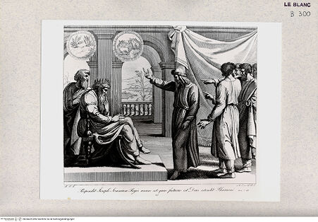 Vorderseite von Istituto Nazionale per la Grafica [http://creativecommons.org/publicdomain/mark/1.0/] Serie nach den biblischen Geschichten der Vatikanischen LoggienJoseph deutet dem Pharao seine Träume; (Bl. 28) - , bh360429. Foto.