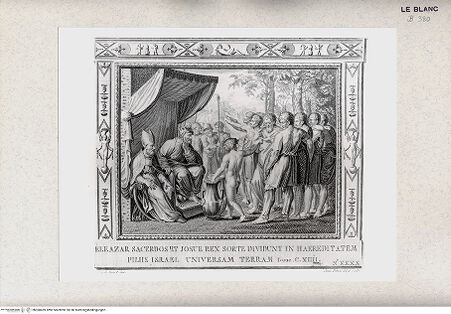 Vorderseite von Istituto Nazionale per la Grafica, Calcografia [http://creativecommons.org/publicdomain/mark/1.0/] "Picturae Peristyli Vaticani...1790"Josua und Eleasar teilen die Länder (Bl. XXXX) - , bh360459. Foto.