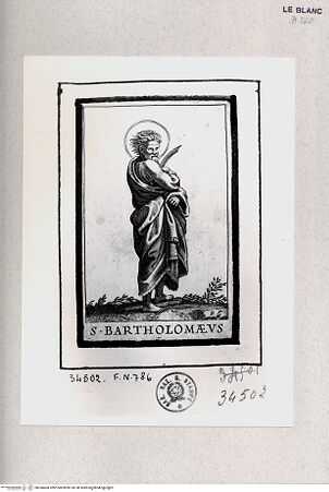 Vorderseite von Istituto Nazionale per la Grafica [http://creativecommons.org/publicdomain/mark/1.0/] Christus und die Apostel; Stichserie nach Raffael; gestochen nach den Nachstichen Marco Dentes nach den Stichen nach Raffael durch Marcantonio RaimondiDer Heilige Bartholomäus - , bh360468. Foto.