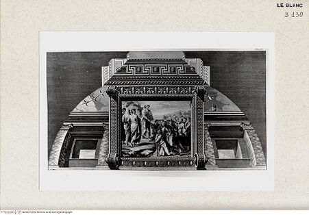 Vorderseite von Istituto Nazionale per la Grafica, Calcografia [http://creativecommons.org/publicdomain/mark/1.0/] "Loggie di Rafaele nel Vaticano" von G. Ottaviani und G. Volpato2. TeilIX. GewölbeMoses zeigt die Gesetzestafeln (2) - , bh360479. Foto.