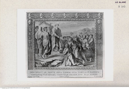 Vorderseite von Istituto Nazionale per la Grafica, Calcografia [http://creativecommons.org/publicdomain/mark/1.0/] "Picturae Peristyli Vaticani...1790"Moses zeigt dem Volk die Gesetzestafeln;(Bl. 36) - , bh360482. Foto.