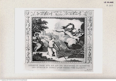 Vorderseite von Istituto Nazionale per la Grafica, Calcografia [http://creativecommons.org/publicdomain/mark/1.0/] "Picturae Peristyli Vaticani...1790"Gott erscheint Isaak; (Bl.17) - , bh360488. Foto.