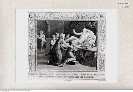 Vorderseite von Istituto Nazionale per la Grafica, Calcografia [http://creativecommons.org/publicdomain/mark/1.0/] "Picturae Peristyli Vaticani...1790"Isaak segnet Jakob; (Bl. 19) - , bh360492. Foto.