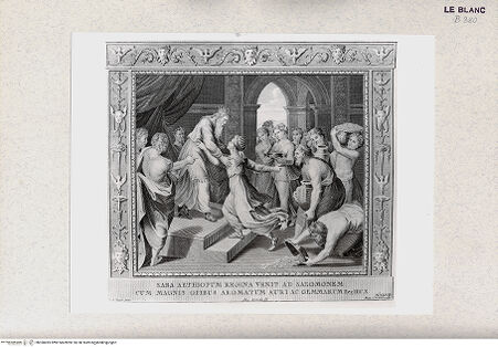 Vorderseite von Istituto Nazionale per la Grafica, Calcografia [http://creativecommons.org/publicdomain/mark/1.0/] "Picturae Peristyli Vaticani...1790"Salomon und die Königin von Saba (Bl. 47) - , bh360495. Foto.