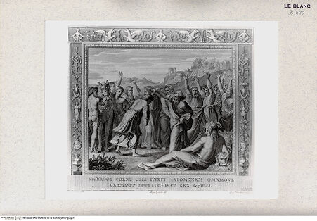 Vorderseite von Istituto Nazionale per la Grafica, Calcografia [http://creativecommons.org/publicdomain/mark/1.0/] "Picturae Peristyli Vaticani...1790"Die Salbung Salomons (Bl. 45) - , bh360496. Foto.