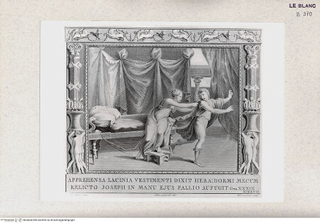 Vorderseite von Istituto Nazionale per la Grafica, Calcografia [http://creativecommons.org/publicdomain/mark/1.0/] "Picturae Peristyli Vaticani...1790"Joseph und die Frau des Potiphar; (Bl. 27) - , bh360498. Foto.