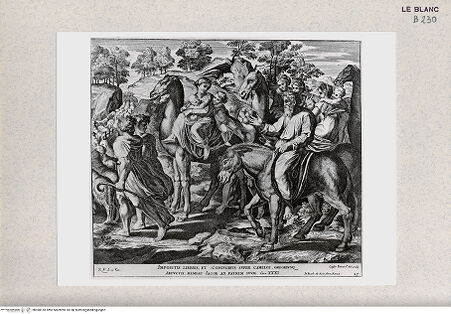 Vorderseite von Istituto Nazionale per la Grafica, Calcografia [http://creativecommons.org/publicdomain/mark/1.0/] "Imagines Veteris ac Novi Testamenti", Serie der biblischen Geschichten nach RaffaelJakob kehrt in die Heimat zurück - , bh360518. Foto.