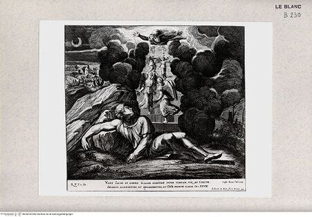 Vorderseite von Istituto Nazionale per la Grafica, Calcografia [http://creativecommons.org/publicdomain/mark/1.0/] "Imagines Veteris ac Novi Testamenti", Serie der biblischen Geschichten nach RaffaelJakobs Traum - , bh360520. Foto.