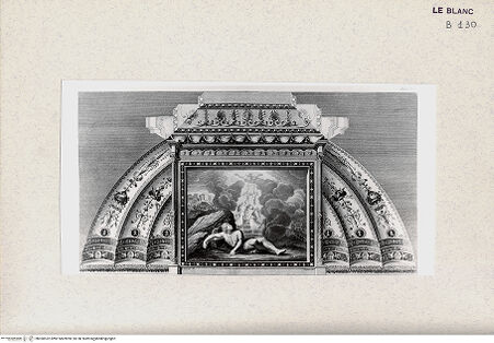 Vorderseite von Istituto Nazionale per la Grafica, Calcografia [http://creativecommons.org/publicdomain/mark/1.0/] "Loggie di Rafaele nel Vaticano" von G. Ottaviani und G. Volpato2. TeilVI. GewölbeGewölbefeld: Jakobs Traum von der Himmelsleiter (2) - , bh360532. Foto.