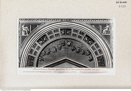 Vorderseite von Istituto Nazionale per la Grafica, Calcografia [http://creativecommons.org/publicdomain/mark/1.0/] "Loggie di Rafaele nel Vaticano" von G. Ottaviani und G. Volpato2. TeilI. GewölbeInneres Lünettenfeld und Zwickel (1) - , bh360536. Foto.