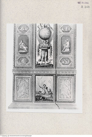 Vorderseite von Istituto Nazionale per la Grafica, Calcografia [http://creativecommons.org/publicdomain/mark/1.0/] "Loggie di Rafaele nel Vaticano" von G. Ottaviani und G. Volpato3. TeilTeppichbordüre mit dem Himmelsglobus und den Stunden (2) - , bh360549. Foto.